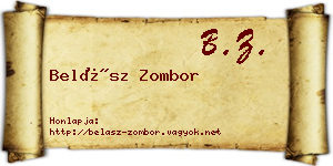 Belász Zombor névjegykártya